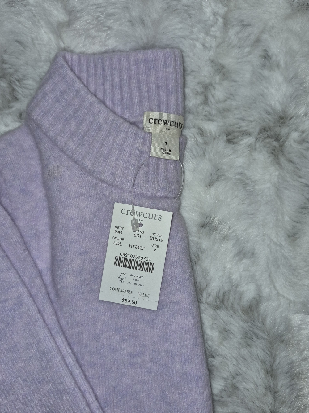 Crewcuts Girls' Lavender Turtleneck Sweater